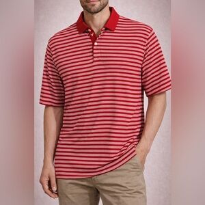 Men’s Callaway Red and White Striped Golf Polo Shirt
